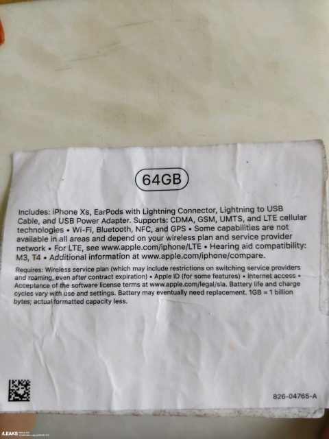 iPhone XS 64G&256G版标签