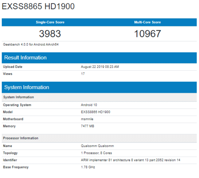 疑似一加7T基准测试成绩曝光：预装Android 10