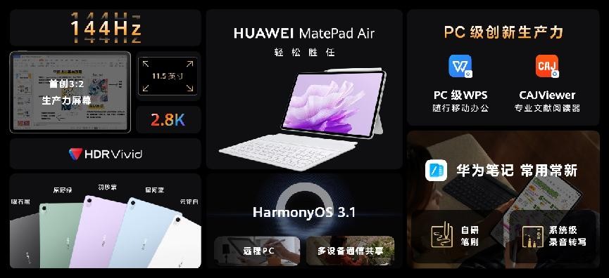 华为平板新系列MatePad Air 首款轻生产力旗舰正式发布